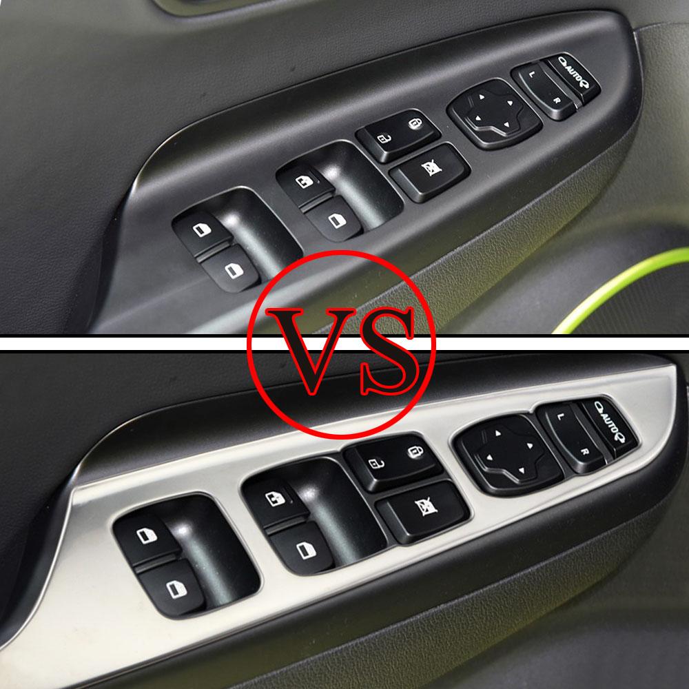 For Hyundai Kona 2018-2020 LHD Window Lift Switch Button Cover Trim Stainless Door Armrest Panel Frame Interior Acc