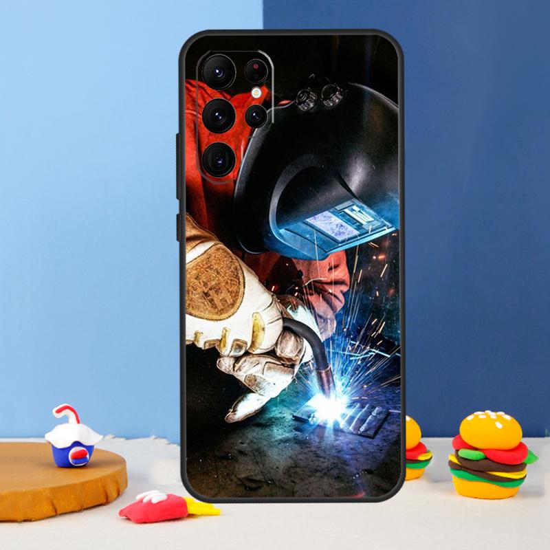 Чехол для телефона Сварщик Сварка Рабочий с горячим металлом Для Samsung Galaxy S25 S24 Ultra S9 S10 S20 S22 S21 S23 Plus S24 FE Чехол Coque