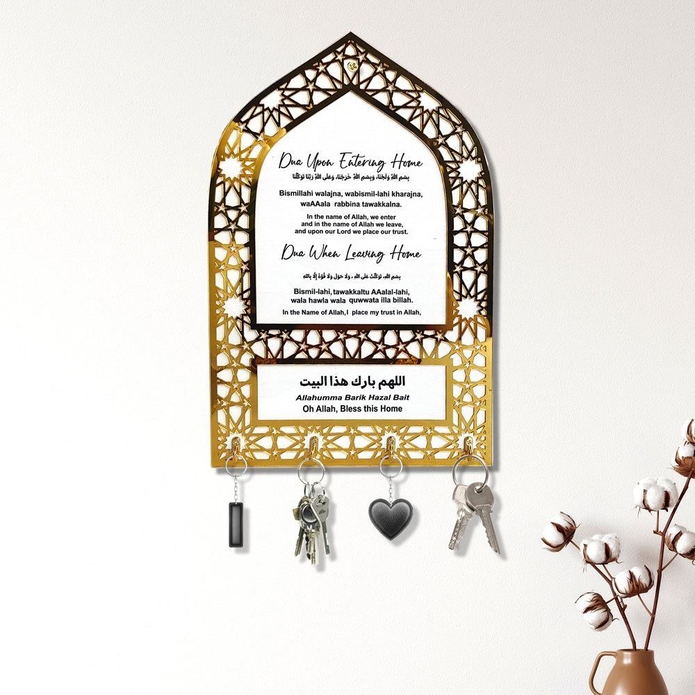 Decorative Acrylic Key Hanger Detachable Arabic Key Holder Key Hook  Home Decoration