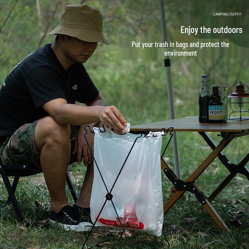 Многофункциональная уличная складная стойка для мусора: Кованая подставка для кемпинга и домашнего использования