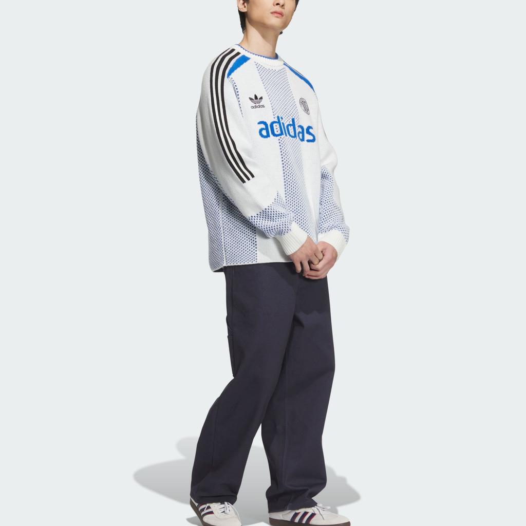 Adidas Originals Adicolor Осень-Зима 2024 Длинный рукав Пуловер Толстовка Ретро Трикотаж Унисекс Толстовка Белый JL8361