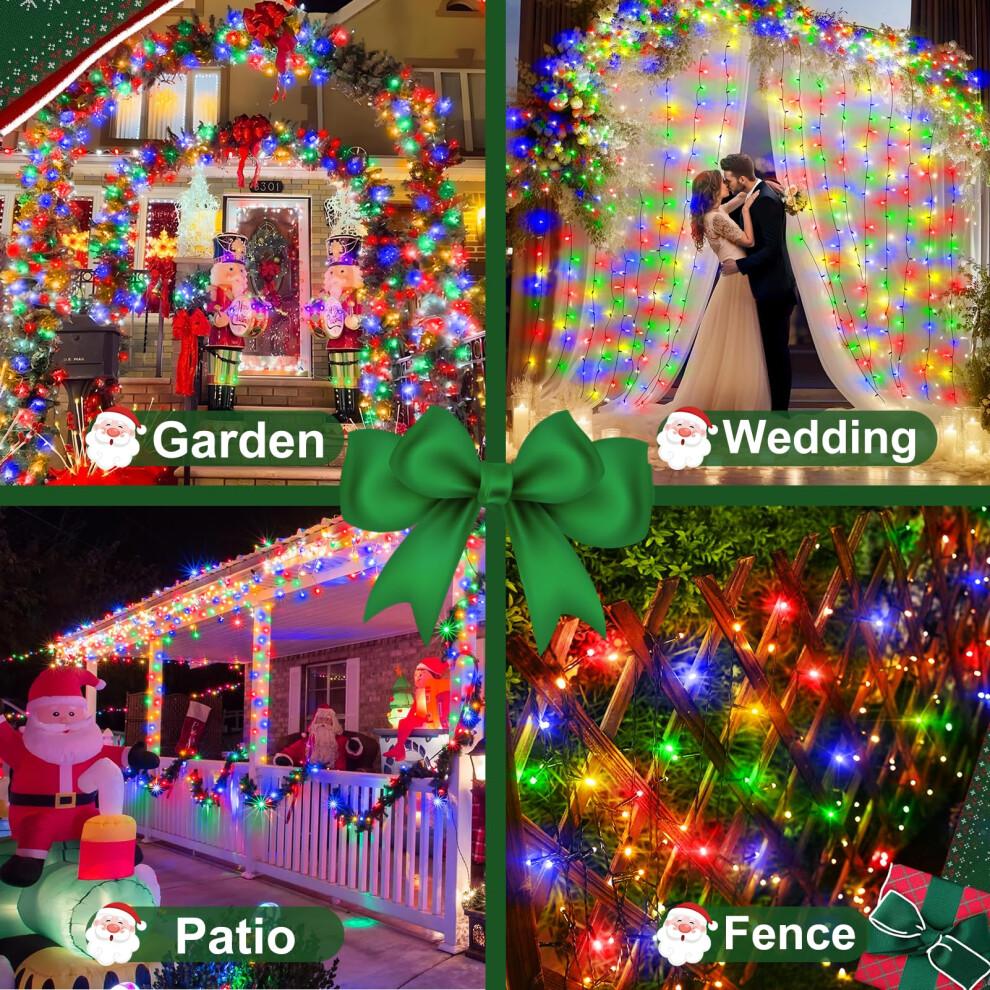 Longgoearn 60M 500 LED Outdoor Fairy Lights, Christmas Tree Lights Plug in 8 Modes Remote Control Mains Powered Waterproof String Lights for Garden,