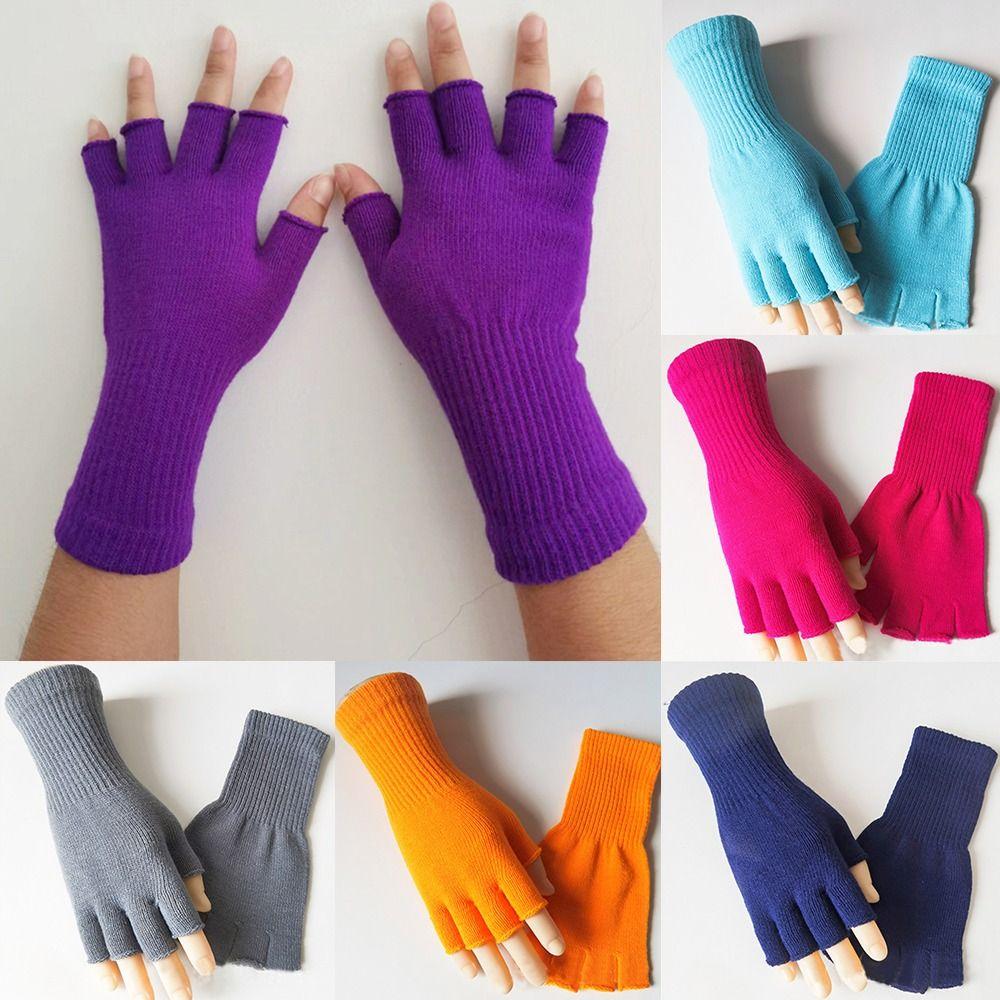 Half Finger Long Mitten Thicken Fingerless Gloves Winter Knitted Gloves Cycling Driving