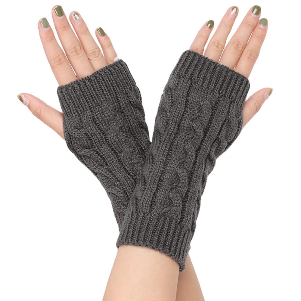 Women Knitted Arm Warmer Long Fingerless Gloves Mitten Winter Y2K Solid Arm Sleeve Fashion Casual Soft Girls Clothes Punk Gloves