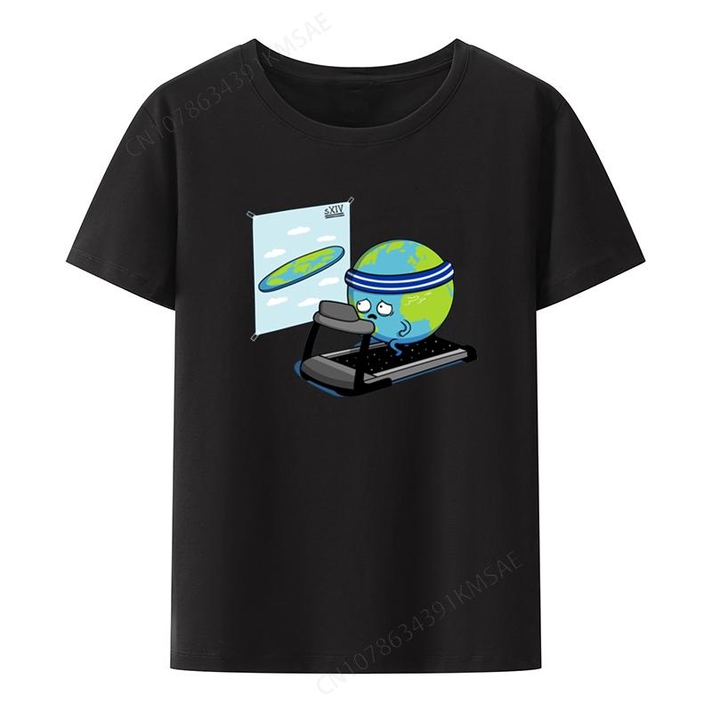 Round Earth Funny Graphic Printed Tshirt Tshirts Novelty Shortsleev Clothes Unisex Clothing Pattern Creative Print Style Tops