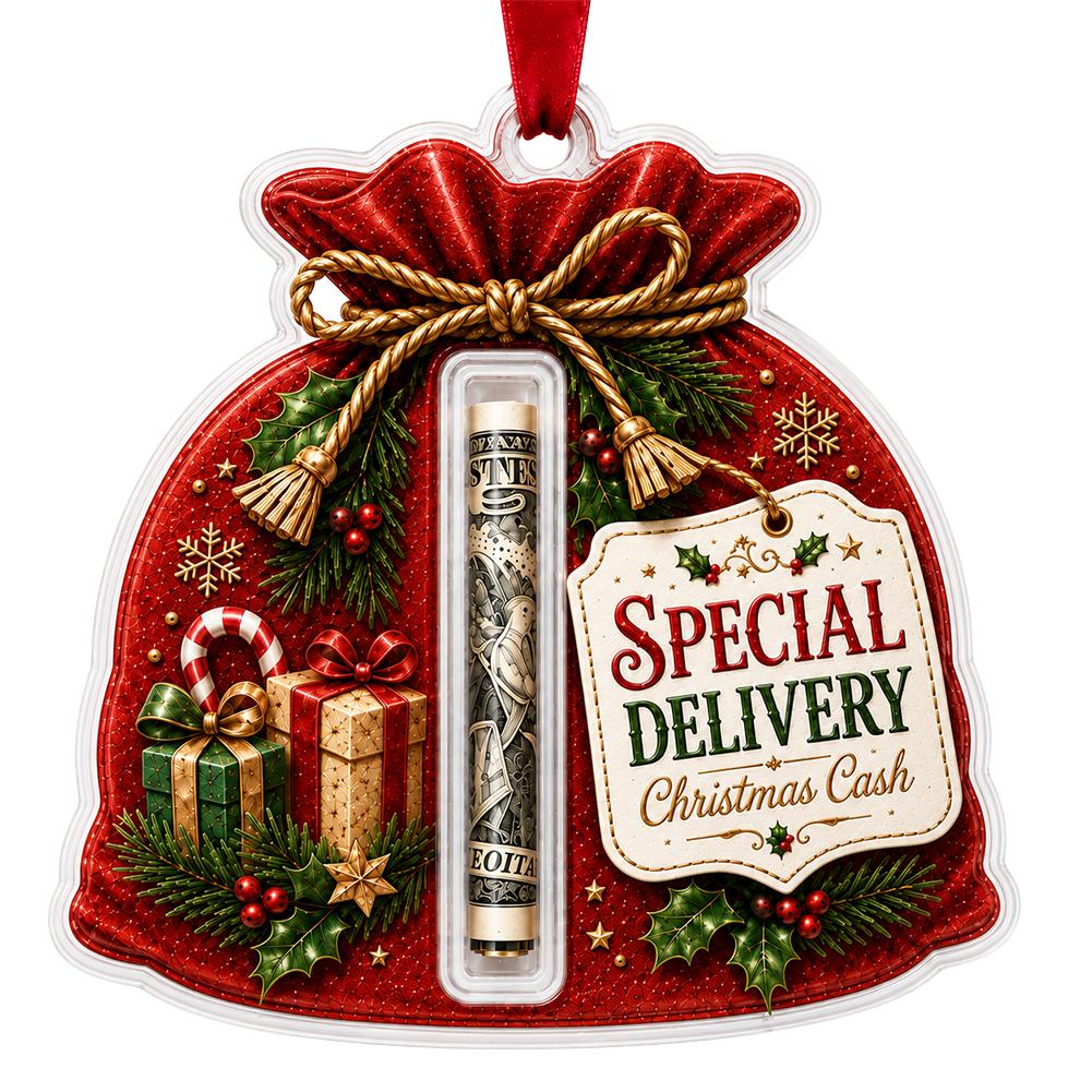 Christmas Cash Gift Ornament Acrylic Christmas Money Holder Funny Hanging Xmas Tree Decoration Unique Money Gift for Christmas