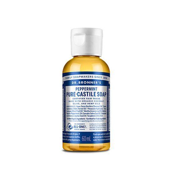 Dr. Bronner's Pure Castile Soap 60ml (Choose 1 of 2 Flavors) (Tea Tree/Peppermint)