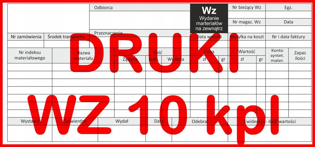 Wz - Wydanie Na Zewnątrz 1/3 A4 - 10 Szt.