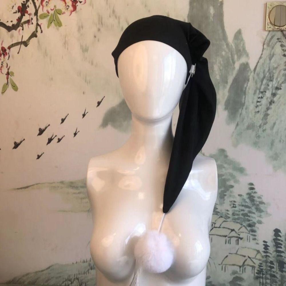 Elastic Sleepwear Hat with Pom Ball Stocking Santa Cap Night Sleeping Caps  Women Men