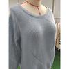 Solid Color Loose Top Women's Plus Size Autumn and Winter Hollow Floral Round Neck Sweater