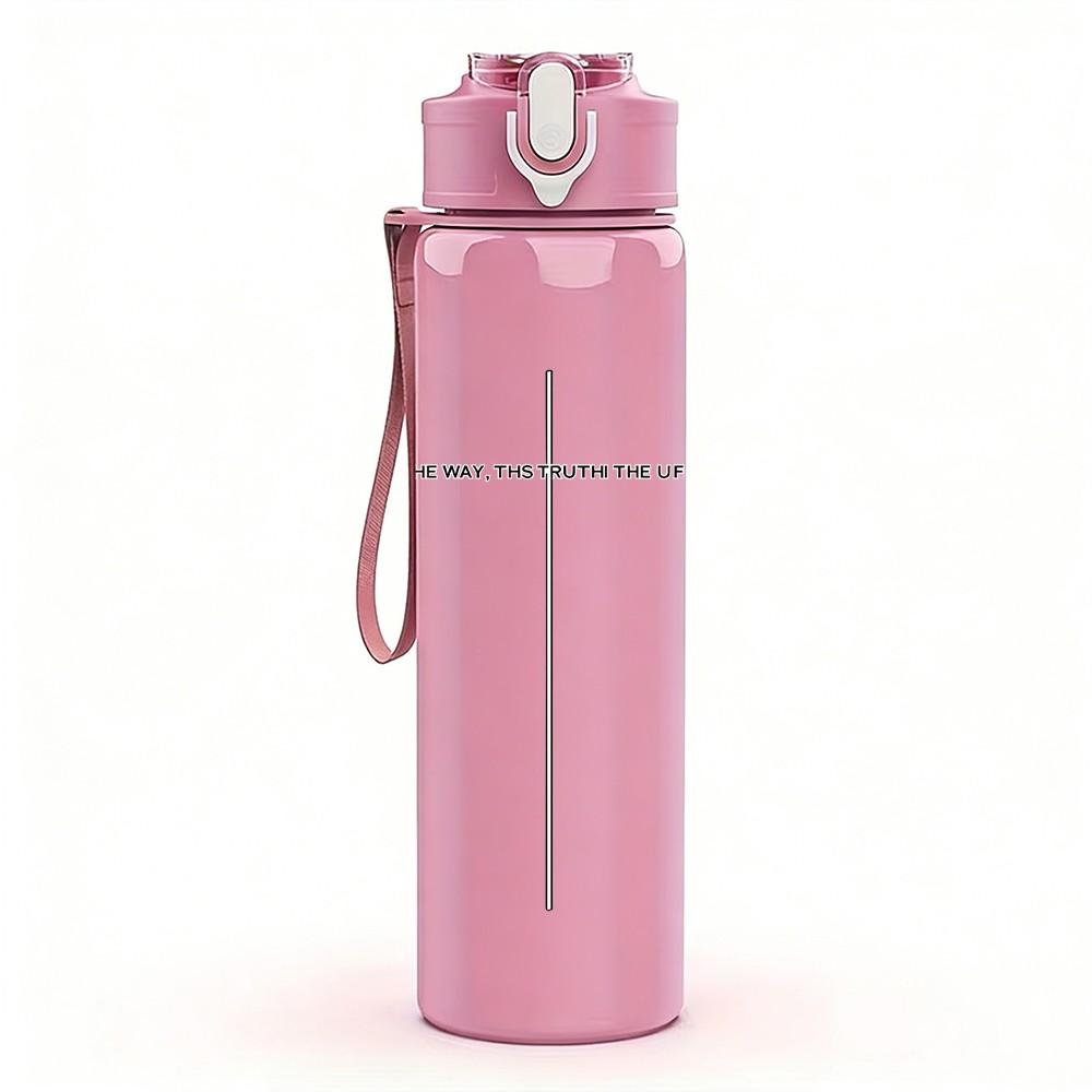 1PC Minimalist Christian Cross 750ml Color Plastic Sports Water Bottle Leakproof Flip Straw Lid Suitable for Sports Office Home Use