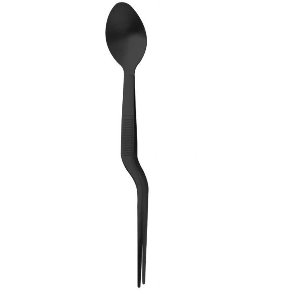Multi-functional Sauce Spoon Portable Stainless Steel Food Tweezers 2in1 Design Flavor Test Spoon Tweezers Kitchen Utensil