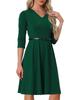 Женское коктейльное платье Allegra K длиной до колена, с рукавом до локтя, V-образным вырезом, зеленое, размер XS