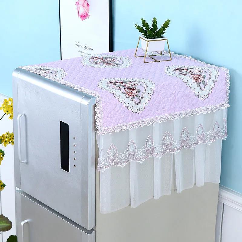 Полотенце для чехла на холодильник, одно- и двухдверный тканевый чехол для холодильника, универсальный пылезащитный чехол, кружевной, износостойкий, моющийся
