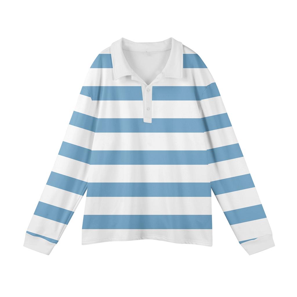 Men's Casual Striped Print Button-Up Long-Sleeve Tops