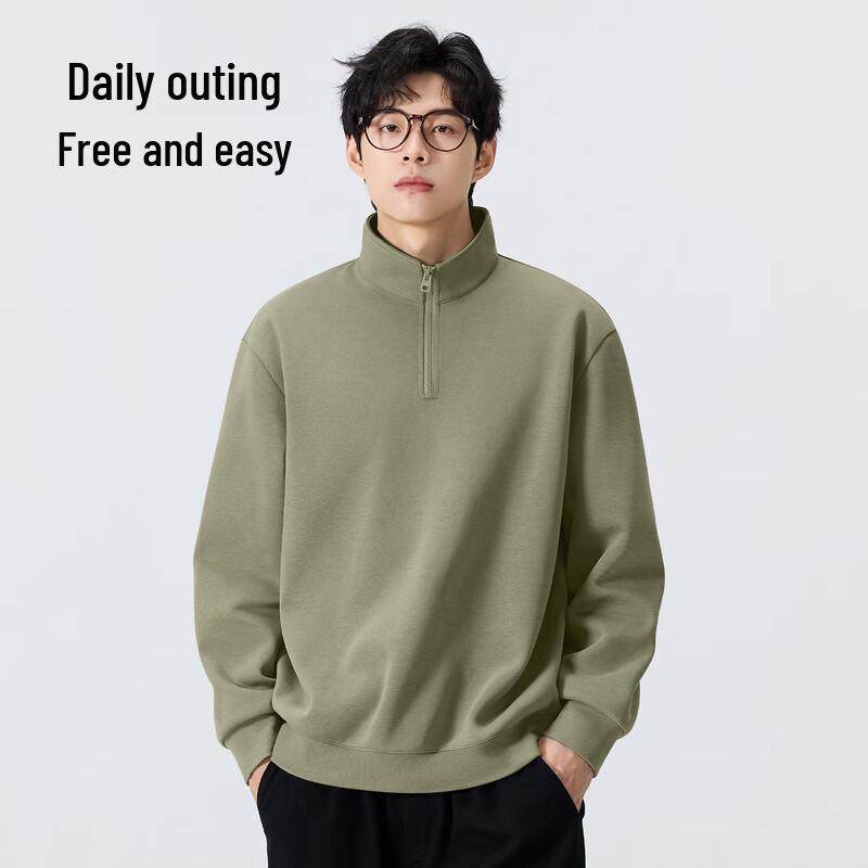 MINISO Men's Casual Heavyweight Stand-collar Half-zip Sweatshirt