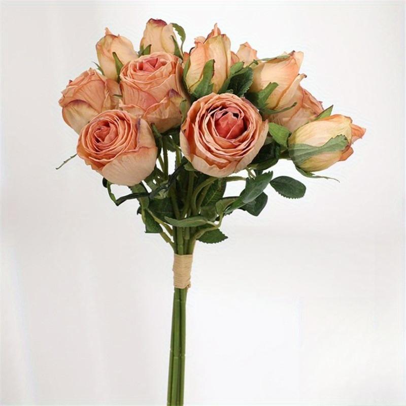 1 шт. Разноцветные пластиковые розы с 6 стеблями в стиле ретро с опаленными краями, Подходят для украшения свадебной вечеринки, украшения дома, горшечных украшений