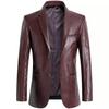 Stylish Genuine Business Handmade Burgundy Leather Lambskin Blazer Formal Men