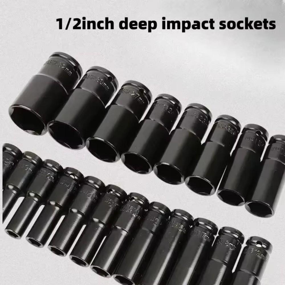 10Pcs 1/2 Inch Drive Deep Impact Socket Set Metric 8-24mm Deep Socket Set For Electric Wrench