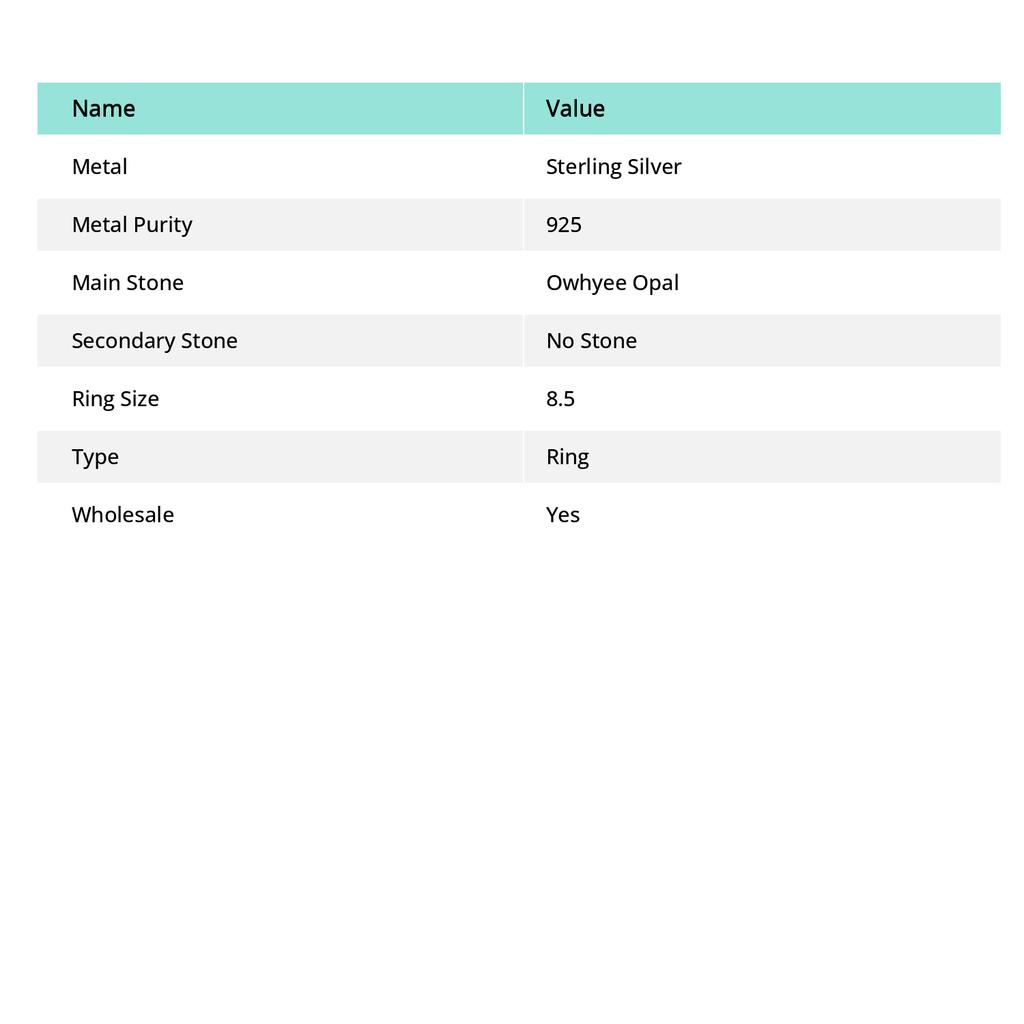 Опал Оуайхи Драгоценный камень 925 Стерлинговое серебро Ювелирное кольцо Размер 8.5