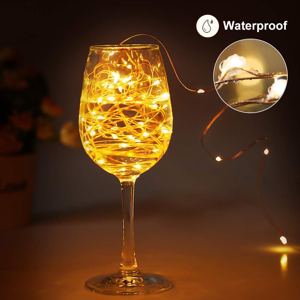 Solar String Lights Outdoor, 1Pack Solar Garden Lights Waterproof 12M/40Ft 8 Modes Fairy Lights Copper Wire Decorative Lighting for Patio Yard Party