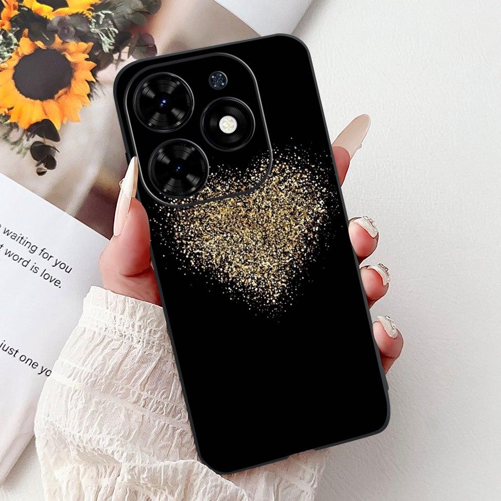 Для Tecno Spark Go 2024 BG6 Задняя крышка Для Tecno Spark Go 2024 Чехол Модный Роскошный Цветы Милый Мультяшный Кот Ударопрочный Силиконовый