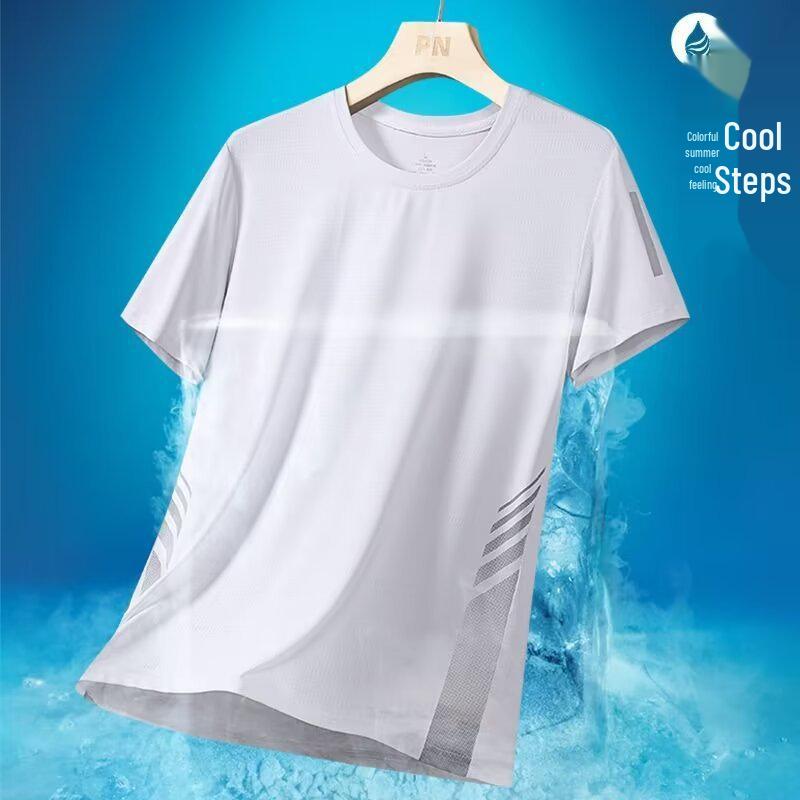 Мужская летняя футболка Ice Silk Quick-Dry свободного кроя, короткий рукав, круглый вырез, легкая, большой размер