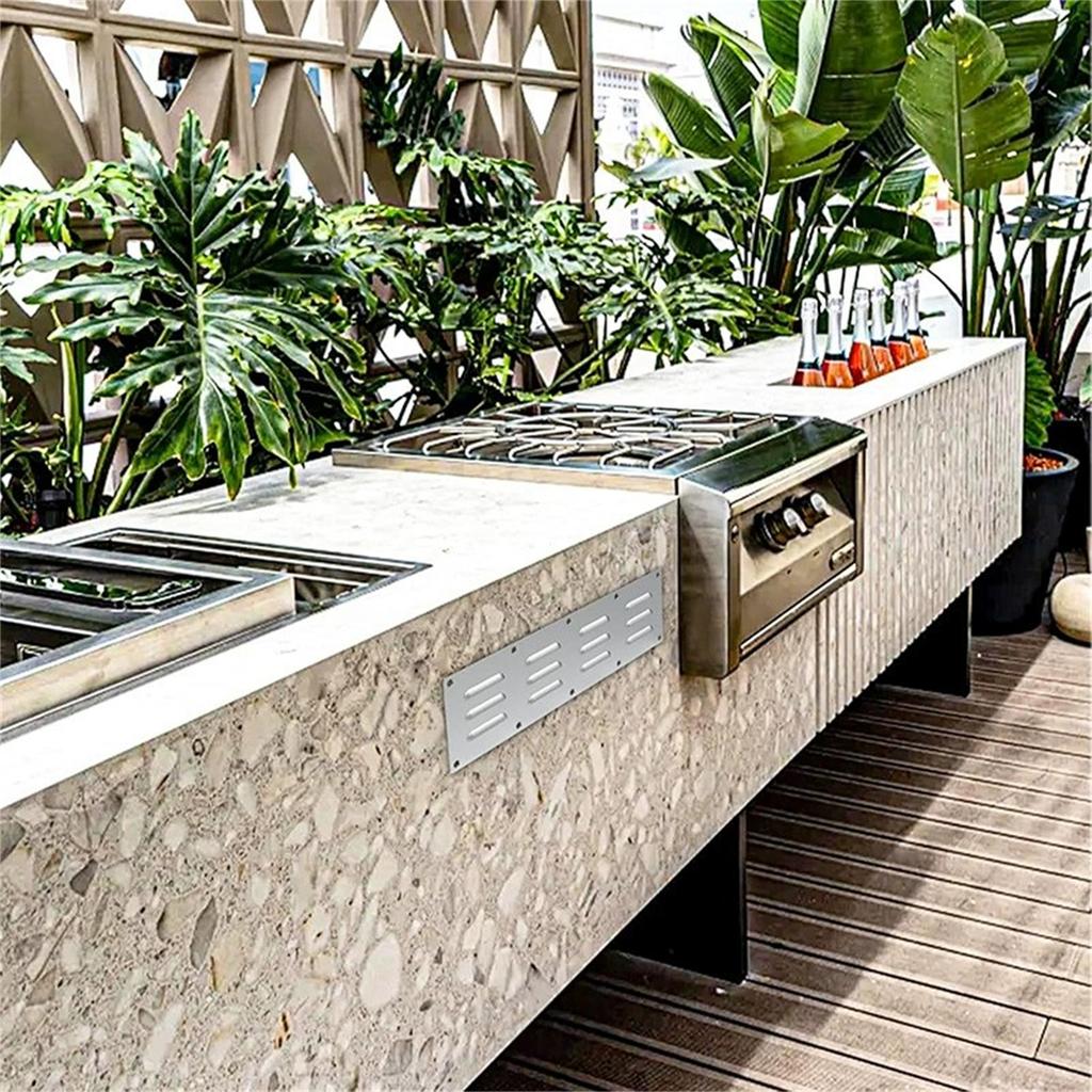 2 шт. Вентиляционная панель из нержавеющей стали для аксессуара для гриля, крышка вентиляционного отверстия из нержавеющей стали, вентиляционное отверстие для гриля для каменных кострищ, вентиляционное отверстие для уличной кухни, 15x 4-1/2 дюйма