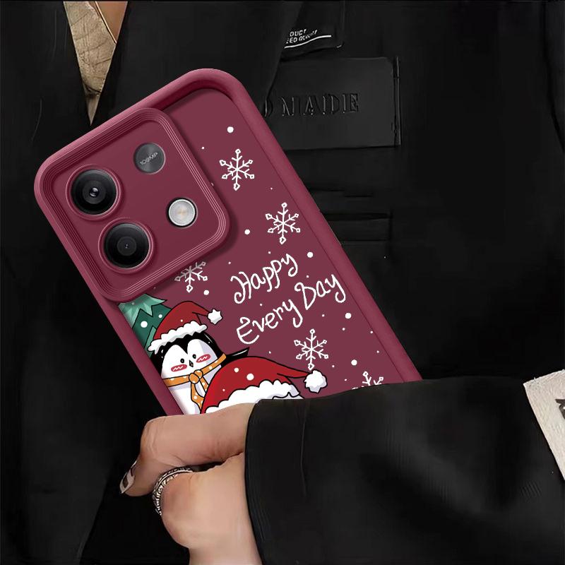 Для Xiaomi 13t Poco F6 X5 X6 Pro Redmi Note 13 12 11 10 Pro Рождественский пингвин снеговик узор конфетный цвет защита линз мягкий силиконовый чехол