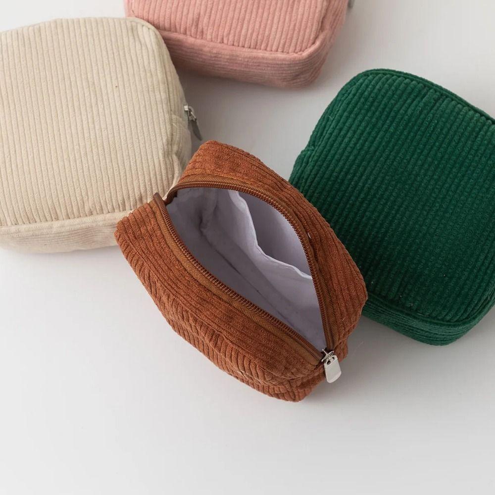 Mini Cosmetic Storage Pouch Corduroy Sanitary Napkins Organizer Ins Makeup Lipstick Bags
