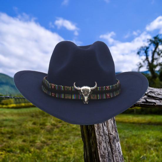 Ковбойская шляпа в стиле вестерн для мужчин и женщин с широкими полями, солнцезащитная фетровая шляпа для пляжа, шерстяная фетровая шляпа для ковбойши с регулируемым ремешком
