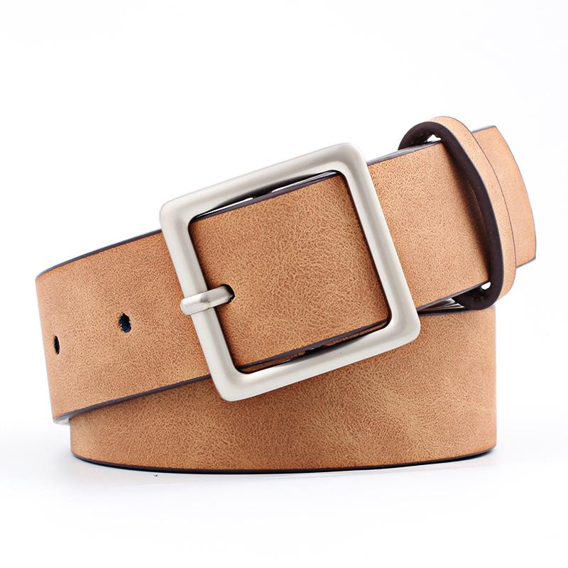 Women Thin Nubuck Leather Belt Alloy Buckle Vintage Waistband Strap