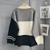 Autumn and Winter Women's Sweater Stars Heavy Splicing Color Collision Soft Knitted Cardigan Lazy Wind Sweater