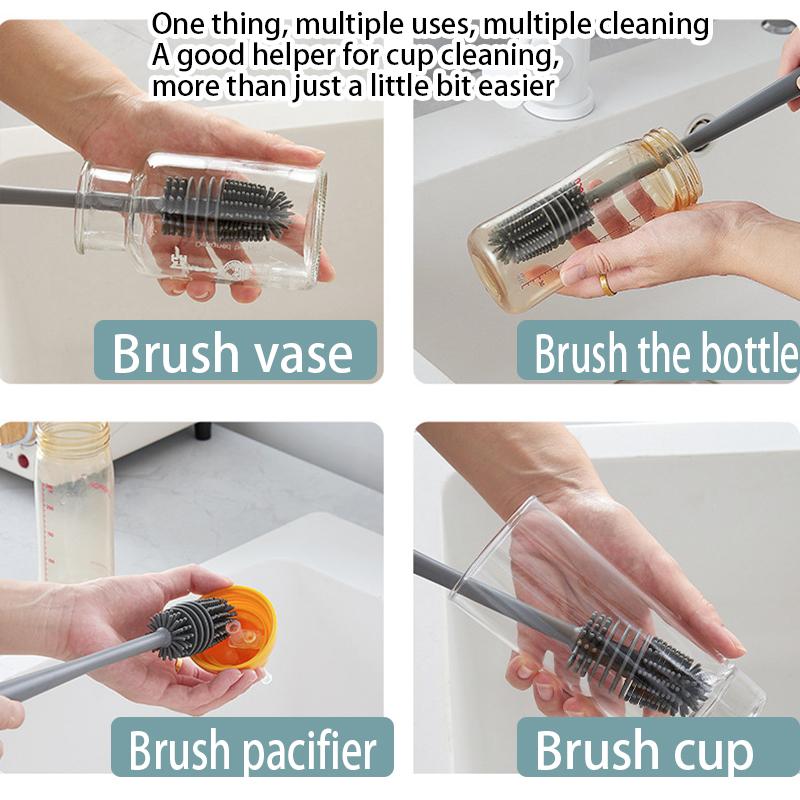 Силиконовая щетка для чашек, щетка для чистки бутылок с молоком, длинная ручка, очиститель для бутылок с водой, щетка для чистки стеклянных чашек, кухонные инструменты для чистки