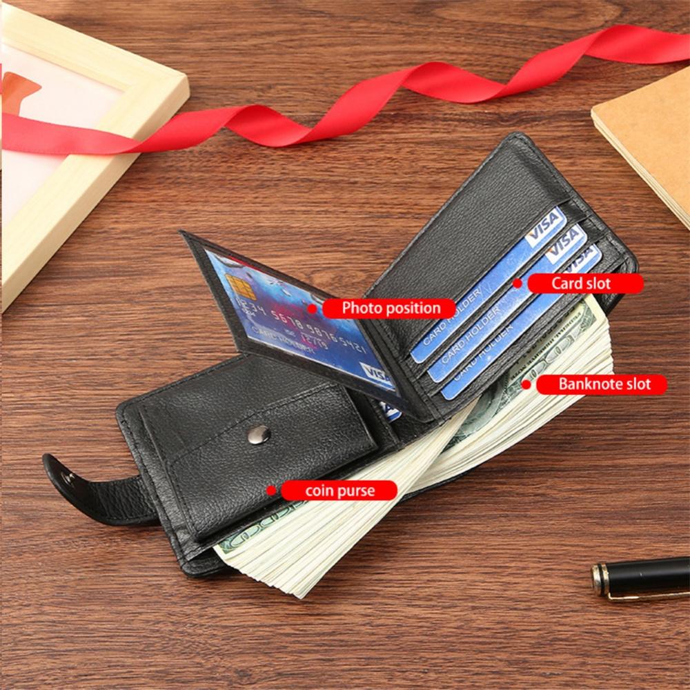 New Short Men Wallets Slim Card Holder Case Quality PU Leather Male Wallet Small Photo Holder 3-fold Bag Men's Purses Money Bag