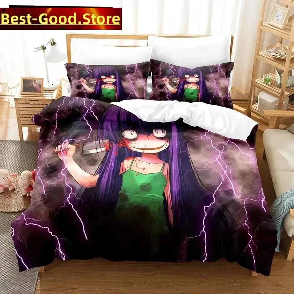 3D Аниме Higurashi When They Cry Комплект постельного белья с принтом Комплект постельного белья с наволочкой Мягкое покрывало для кровати Односпальное Двуспальное Queen Super King-Size Размеры