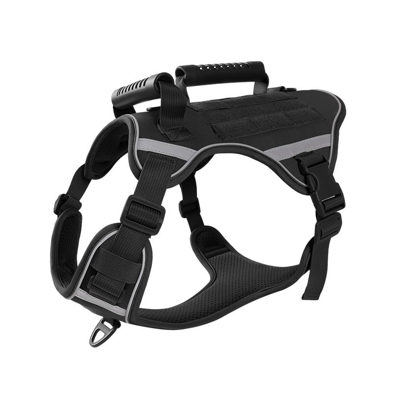 Тактический жилет-шлейка для собак для крупных и средних собак, светоотражающая, не тянущая, регулируемая, для прогулок, тренировок, бега, легкий контроль
