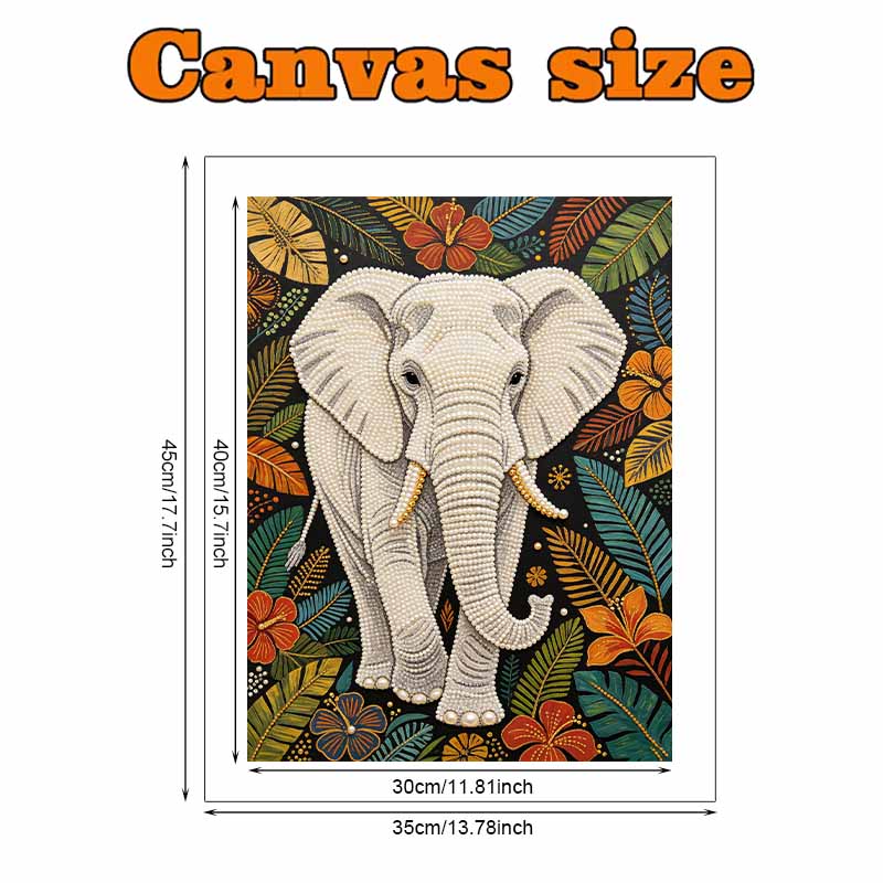 Pearl Art Painting Home Wall Decor Elephant Tropical Flower Gemstone Painting Picture Crafts Adult/Beginner Gift Creative Home Decor Unframed