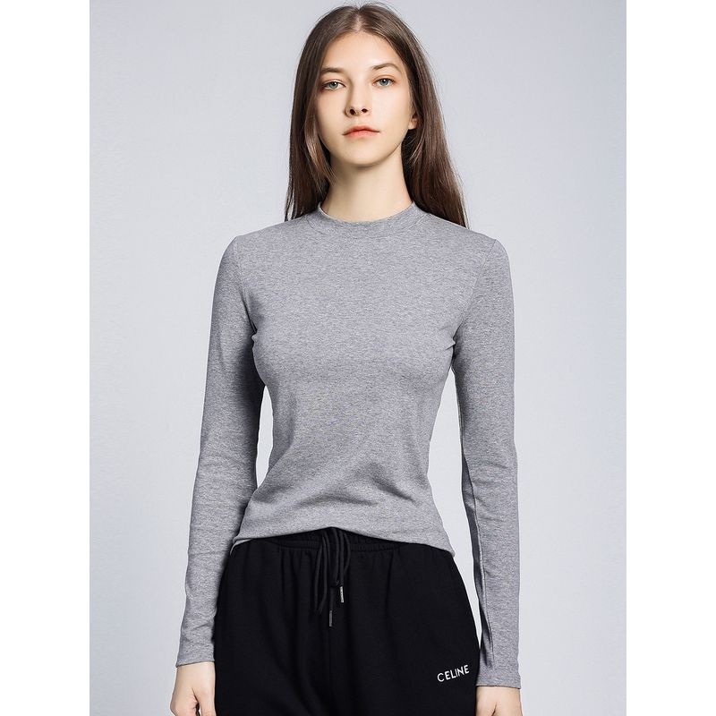 Base Shirt Women's Autumn Clothing Fashionable New Fashion 2025 Long Sleeves Base Shirt Pure Cotton Slim Looking T-shirt Round Neck Tops Tide