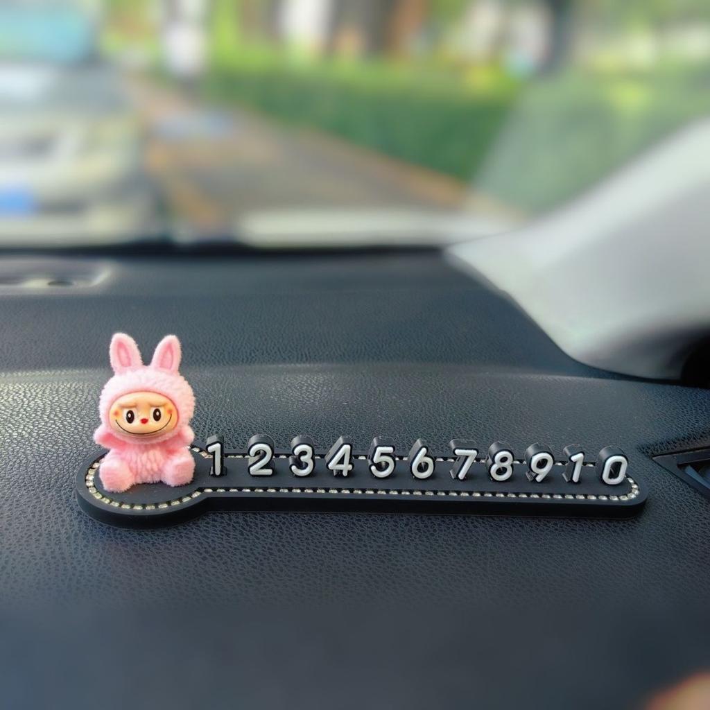 Лабубу Временная парковка Знак на телефон Милый Лабубу Знак на телефон для перемещения автомобиля Украшение интерьера автомобиля Орнамент