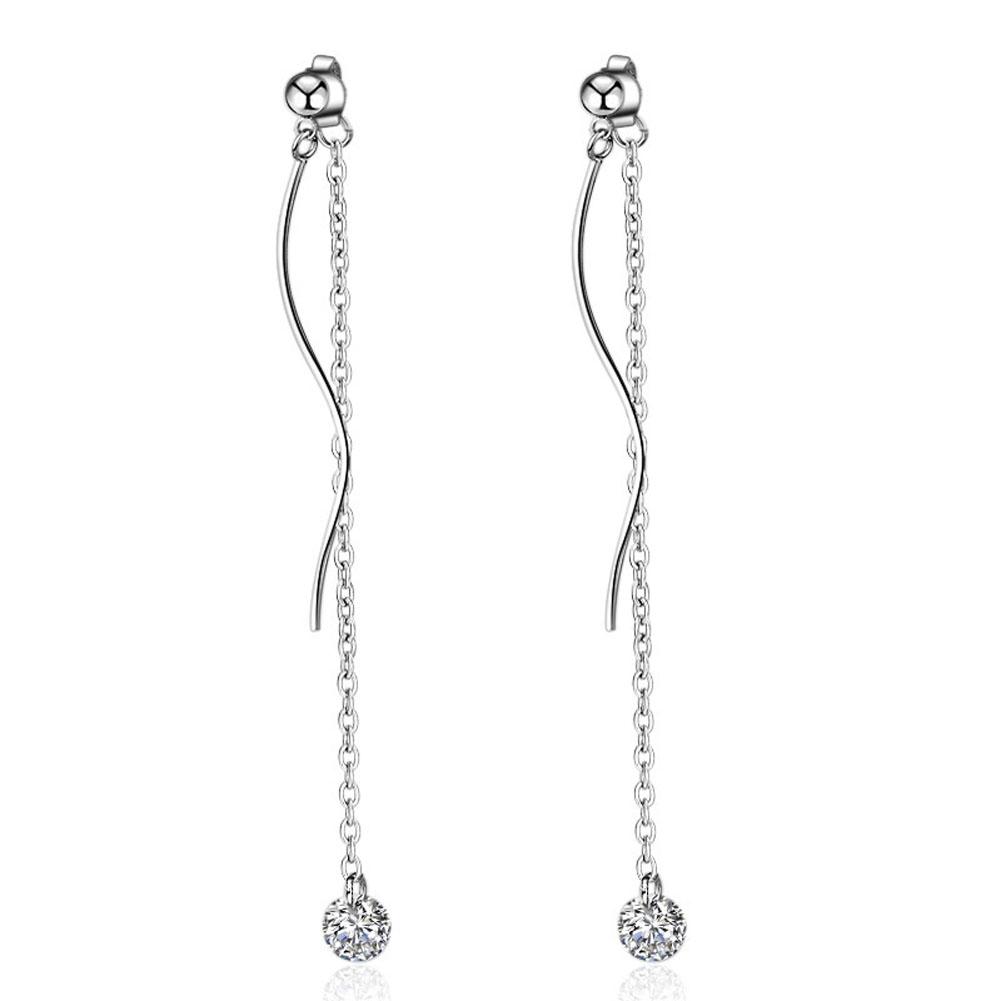 Women S-shaped Earrings Fashion Trend Wave Tassel Back Hanging Long Earrings Jewelry Accessories For Gifts