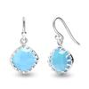 Ювелирные изделия из стерлингового серебра 925 пробы, висячие серьги с драгоценными камнями для подростков и женщин (Голубой топаз 10 мм)