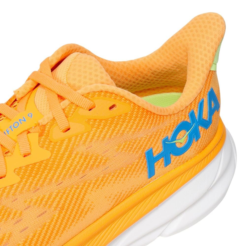 HOKA Clifton 9 Wide Running Orange Sneakers for and Walking Shoes, (1132210-SLRL), Jogging, Cushioning, (Orange/Size 28.5/Men's)