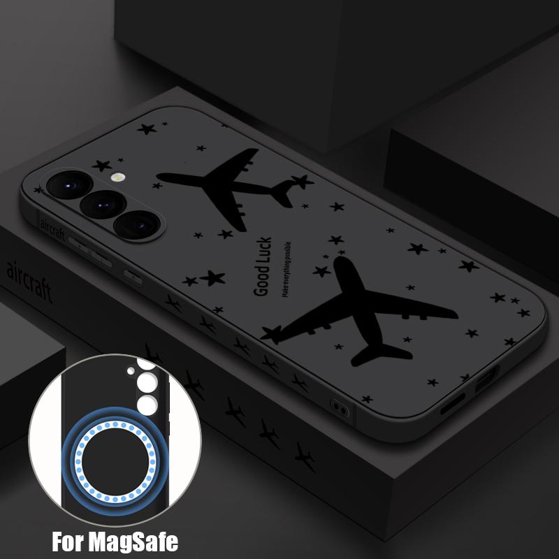Магнитный чехол для телефона с рисунком самолета для Samsung Galaxy S26 S25 S24 Ultra S23 S24 S25 FE S22 Plus Для Magsafe Мягкая ТПУ крышка