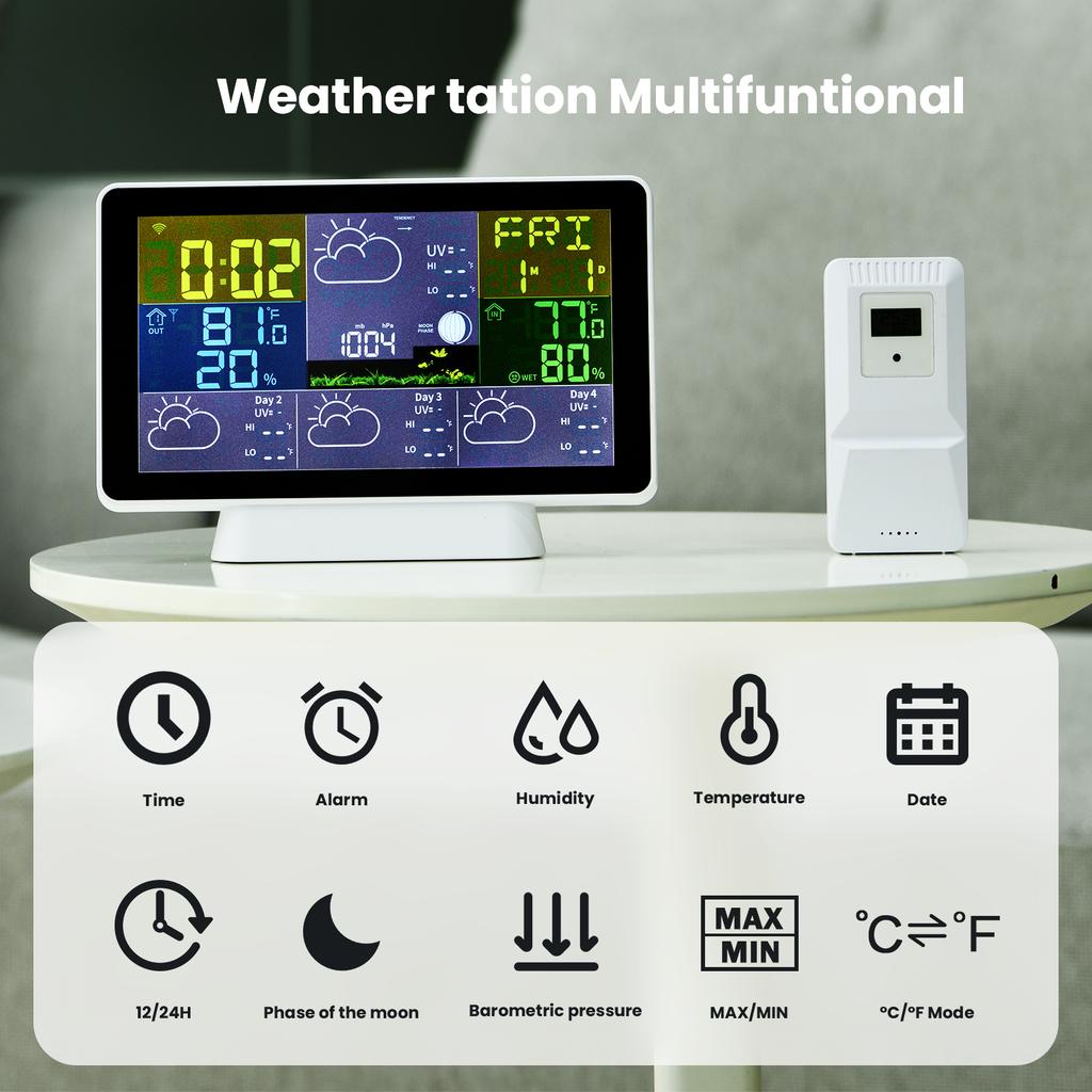 Умная метеостанция WIFI с наружным датчиком/7-в-1 метеостанция с погодой