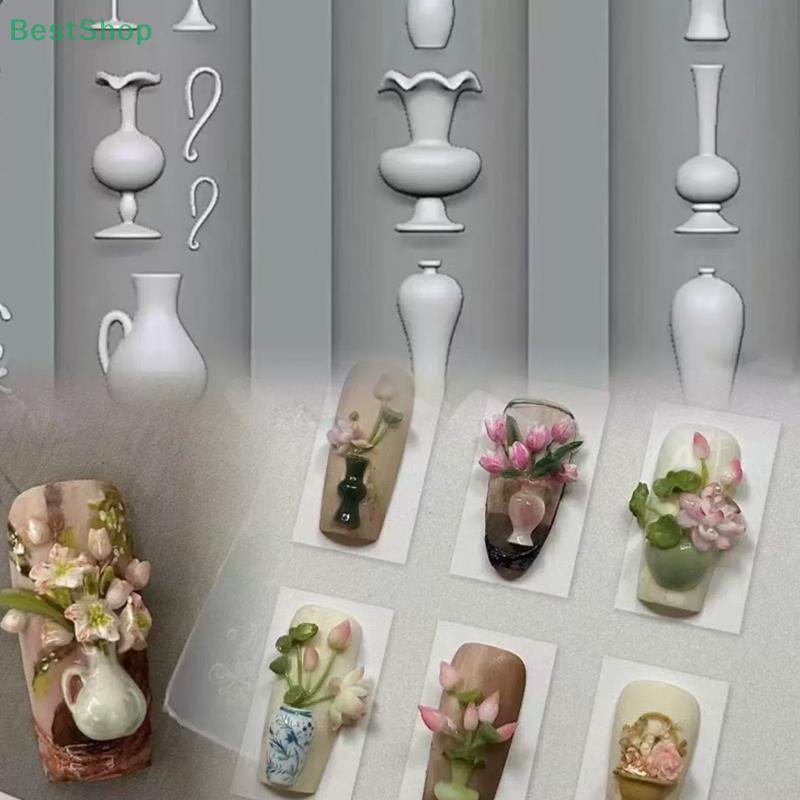 3D Силиконовая форма для ногтей Рельефный дизайн вазы DIY Украшение для нейл-арта Прозрачный маникюрный шаблон