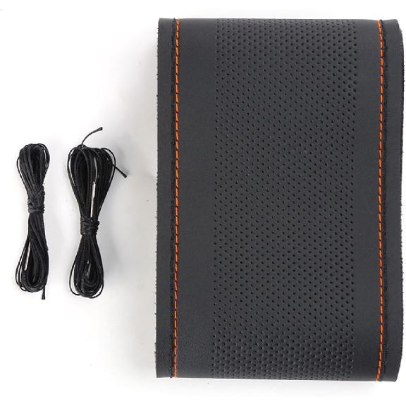 Leather Steering Wheel Cover, Universal Non-Slip Stitch On Wrap, DIY Black #1