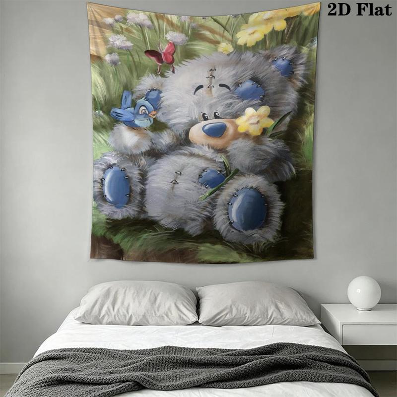 Tatty Teddy Wall Tapestry Aesthetic Wall Hanging Printed Fabric Blanket Decorative Tapestries for Bedroom Living Room Home Decor