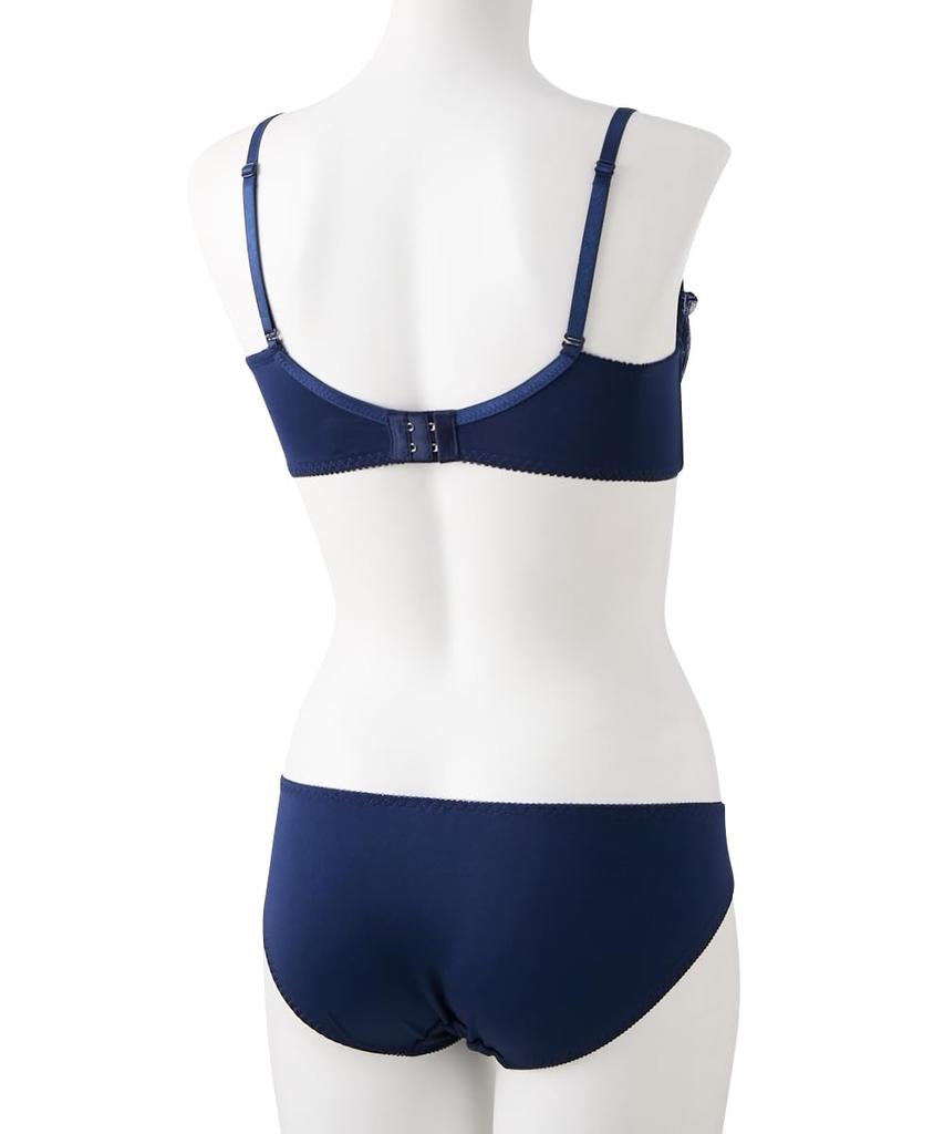 Inner Small Floral Embroidered Lace High Side Bra and Shorts [Nissen] Women's Set, Set, Navy, G85/LL