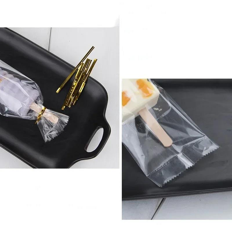 50/100Pcs 8X19cm Transparent Home Baking Self-Sealing Bags Reusable DIY Ice Cream Machine Storage Bags Ice Cream Packaging Bag 6